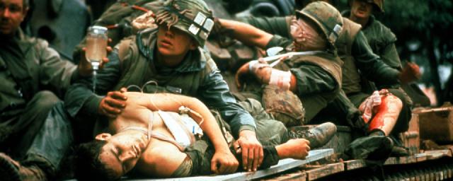 Wounded Marines being evacuated during the Battle of Hue in February 1968