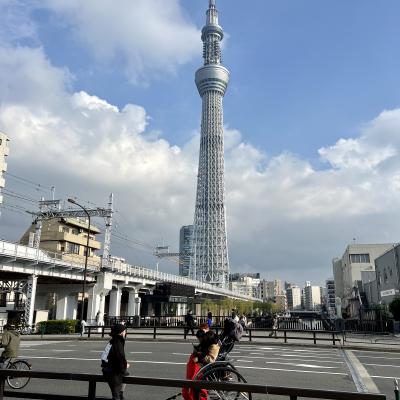 de Tokyo Sky Tree vanaf de straat
